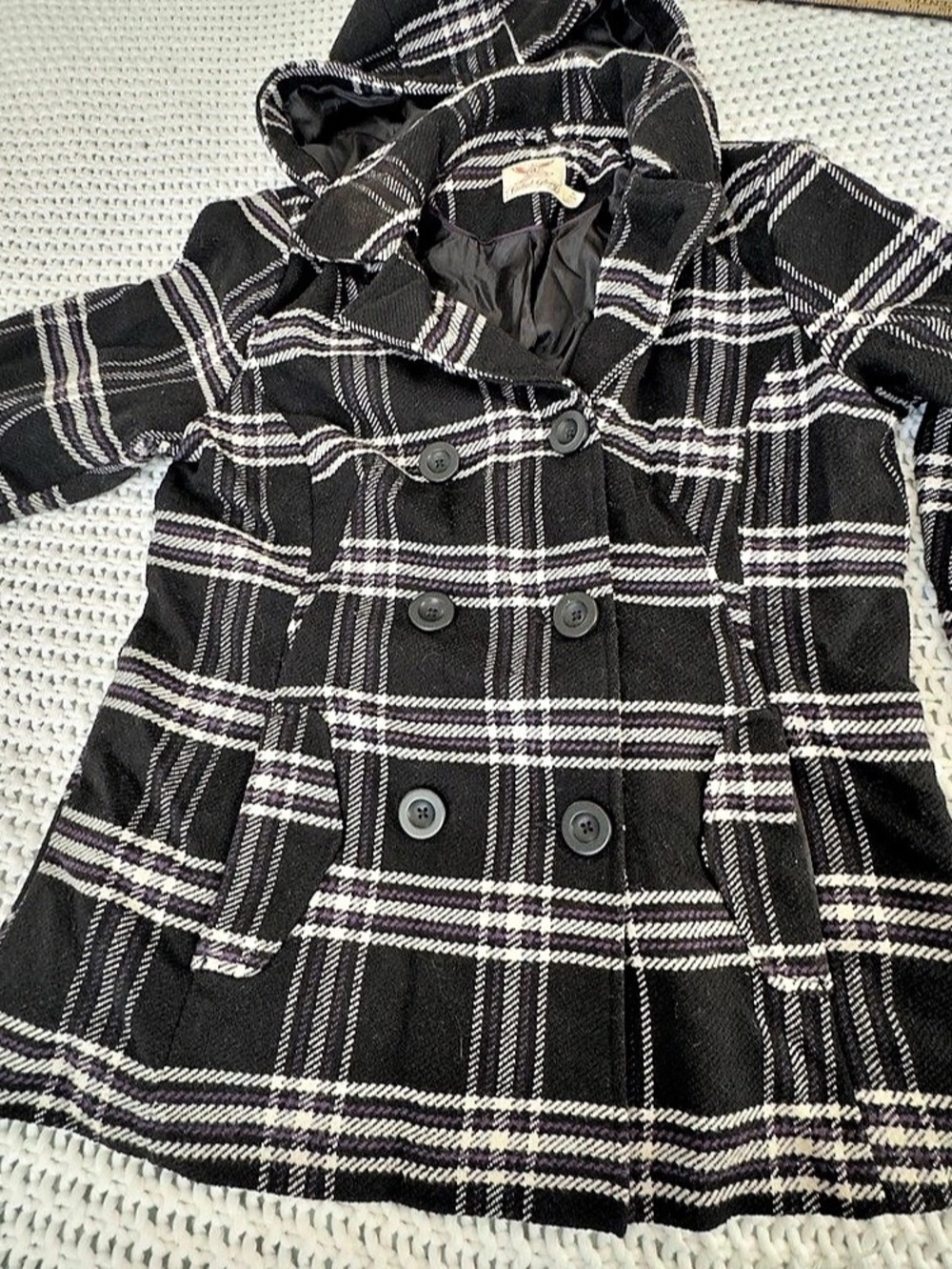 Faded Glory Women's size XL (16-18) Plaid 2 In 1 Snow Rain Jacket Removable Hood